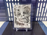 Topps Star Wars Return of the Jedi Black White Chewbacca Sketch Lindsey Greyling